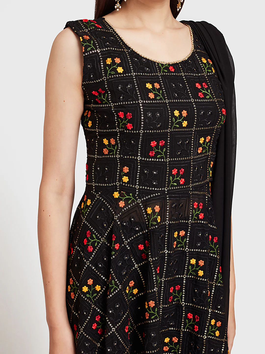 Neerus Black Embellished Readymade Suits - Image 3