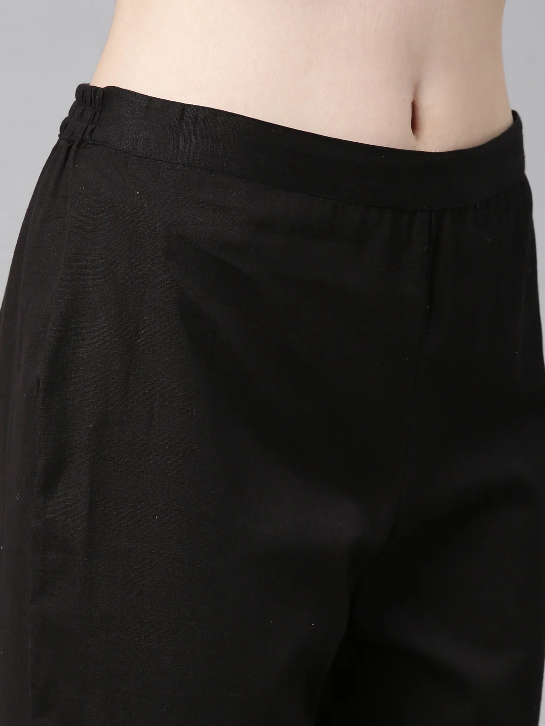 Neerus Black Embroidered Straight Kurta and Trousers - Image 6