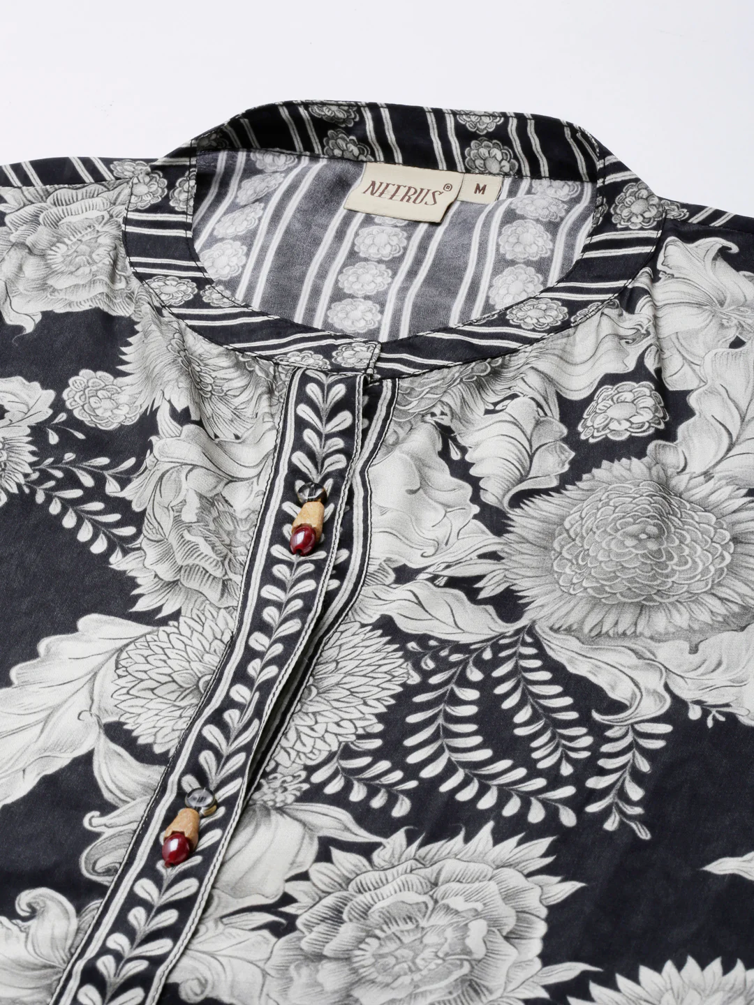 Neerus Black High-Low Casual Printed Straight Kurtis - Image 4