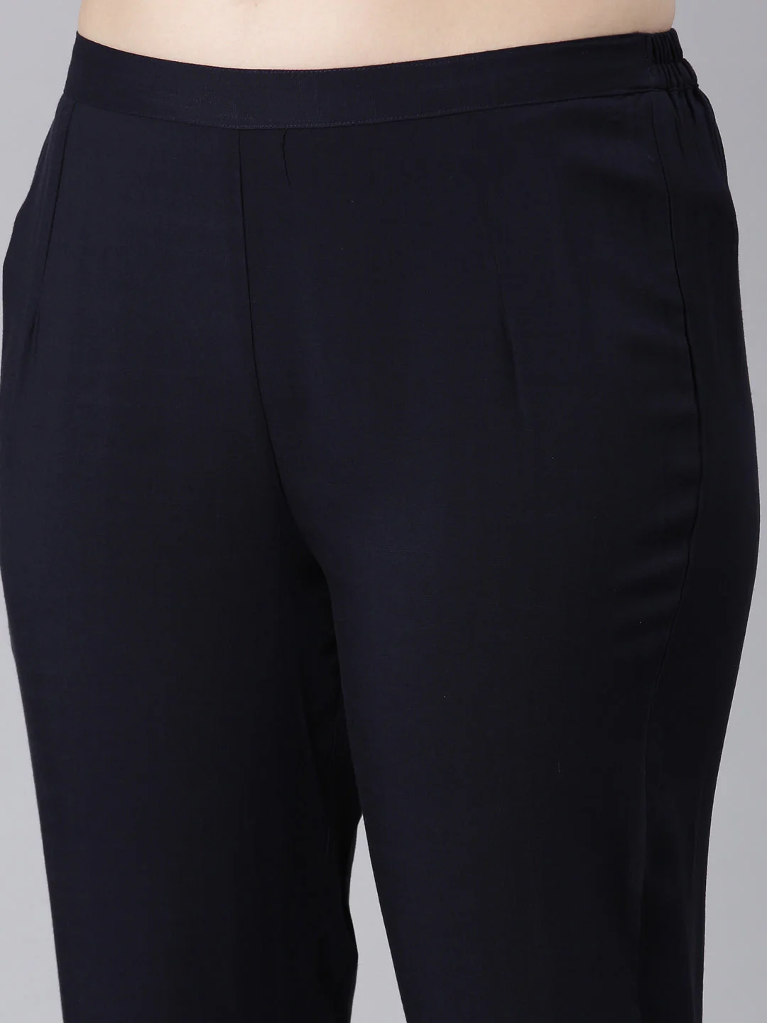 Neerus Black Panelled Straight Floral Kurta And Trousers - Image 6
