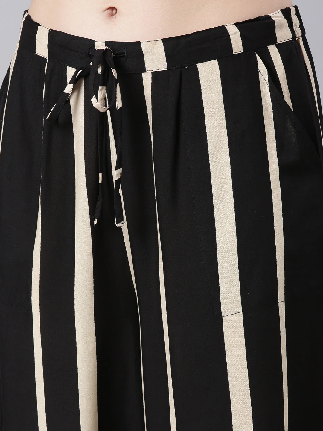 Neerus Black Panelled Straight Printed Kurta And Palazzos - Image 7