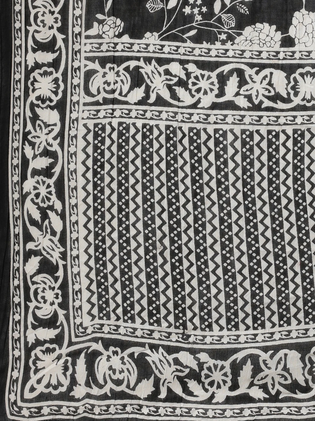 Neerus Black Panelled Straight Printed Kurta And Trousers With Dupatta - Image 8