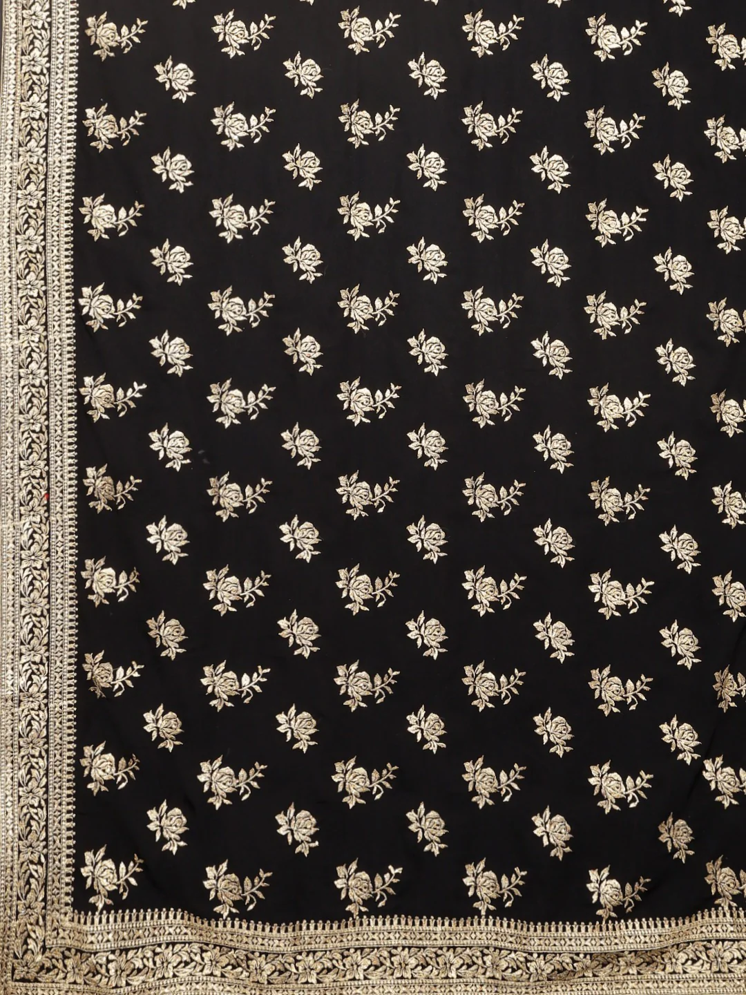 Neerus Black Printed Saree With Blouse - Image 4