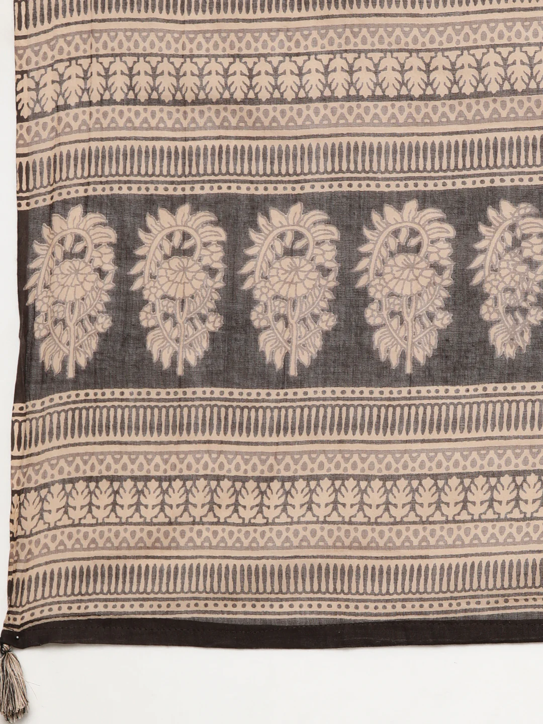 Neerus Black Regular Straight Floral Kurta And Trousers With Dupatta - Image 7