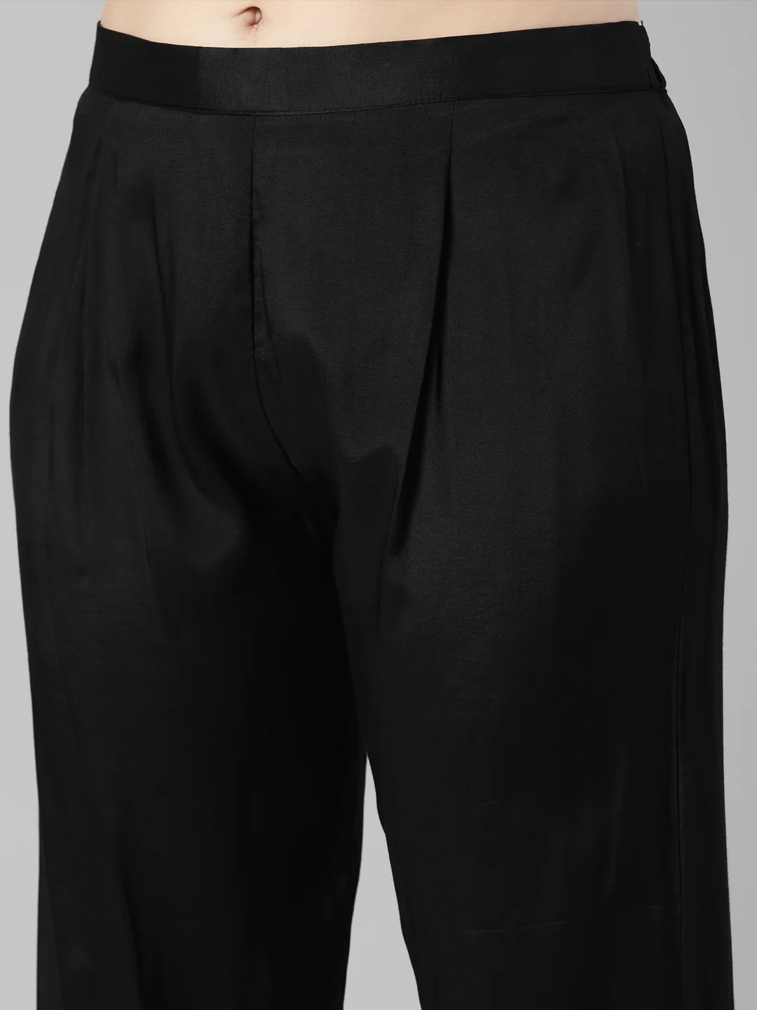 Neerus Black Regular Straight Floral Kurta And Trousers With Dupatta - Image 5