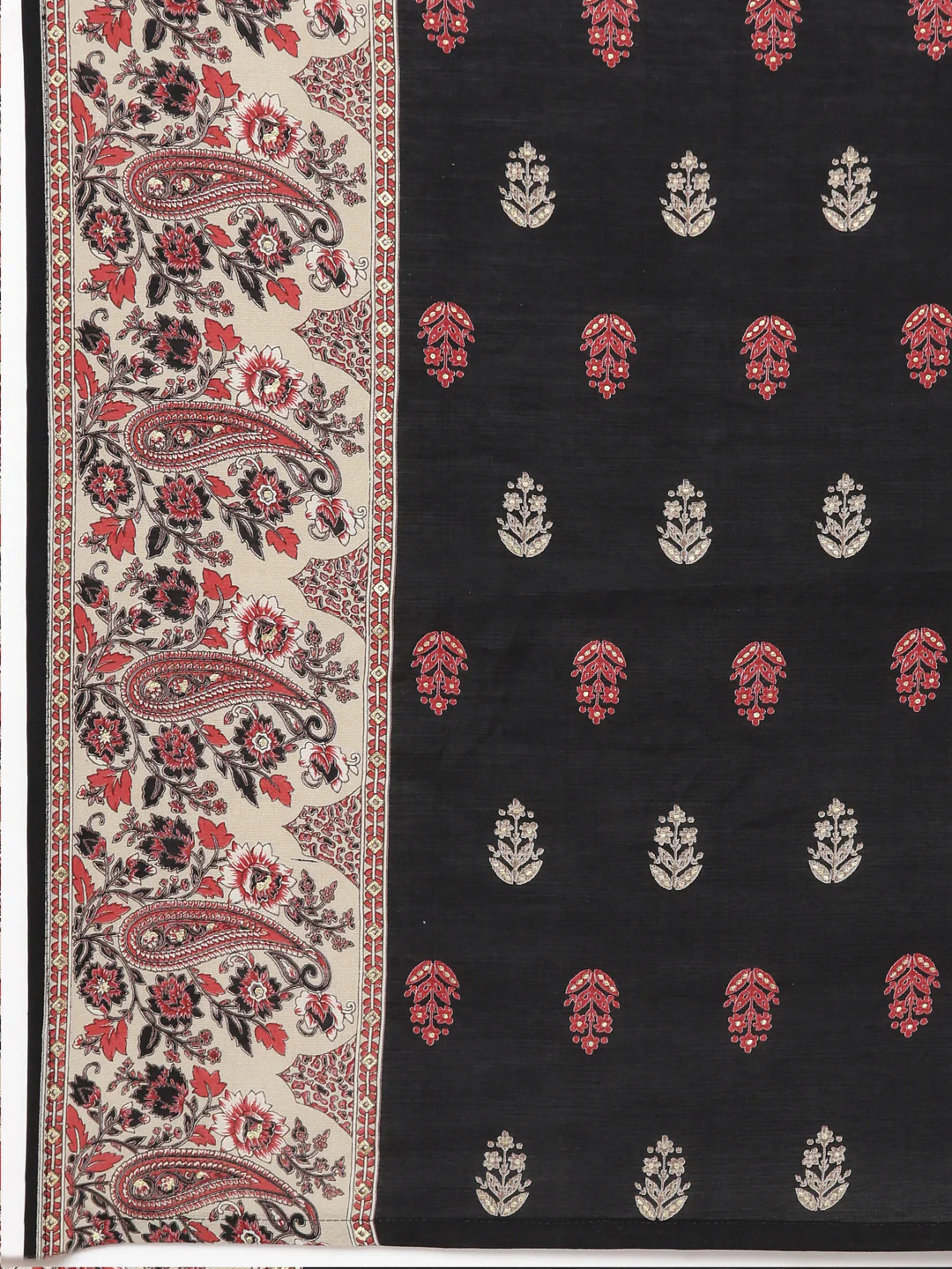 Neerus Black Regular Straight Paisley Kurta And Trousers With Dupatta - Image 7