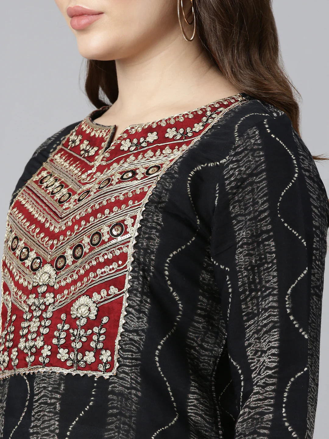 Neerus Black Regular Straight Printed Readymade Suits - Image 4