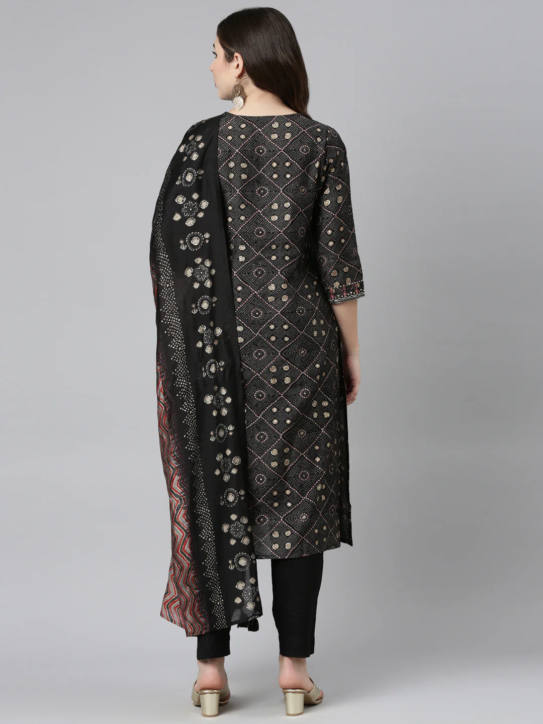 Neerus Black Regular Straight Printed Readymade Suits - Image 3