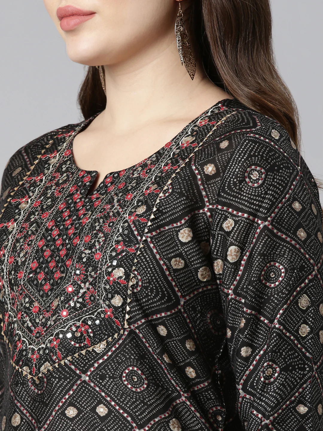 Neerus Black Regular Straight Printed Readymade Suits - Image 4