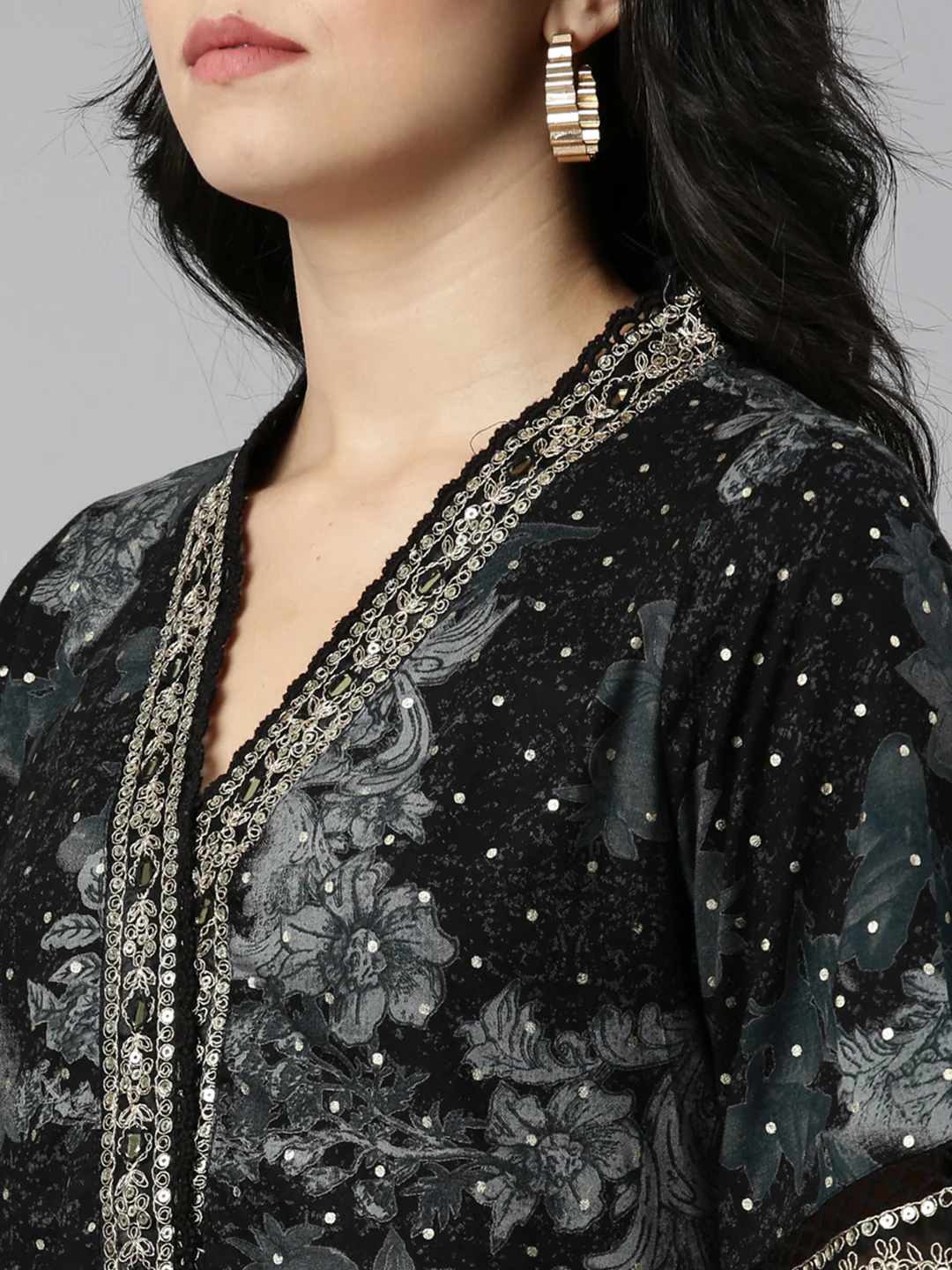 Neerus Black Regular Straight Printed Readymade Suits - Image 4
