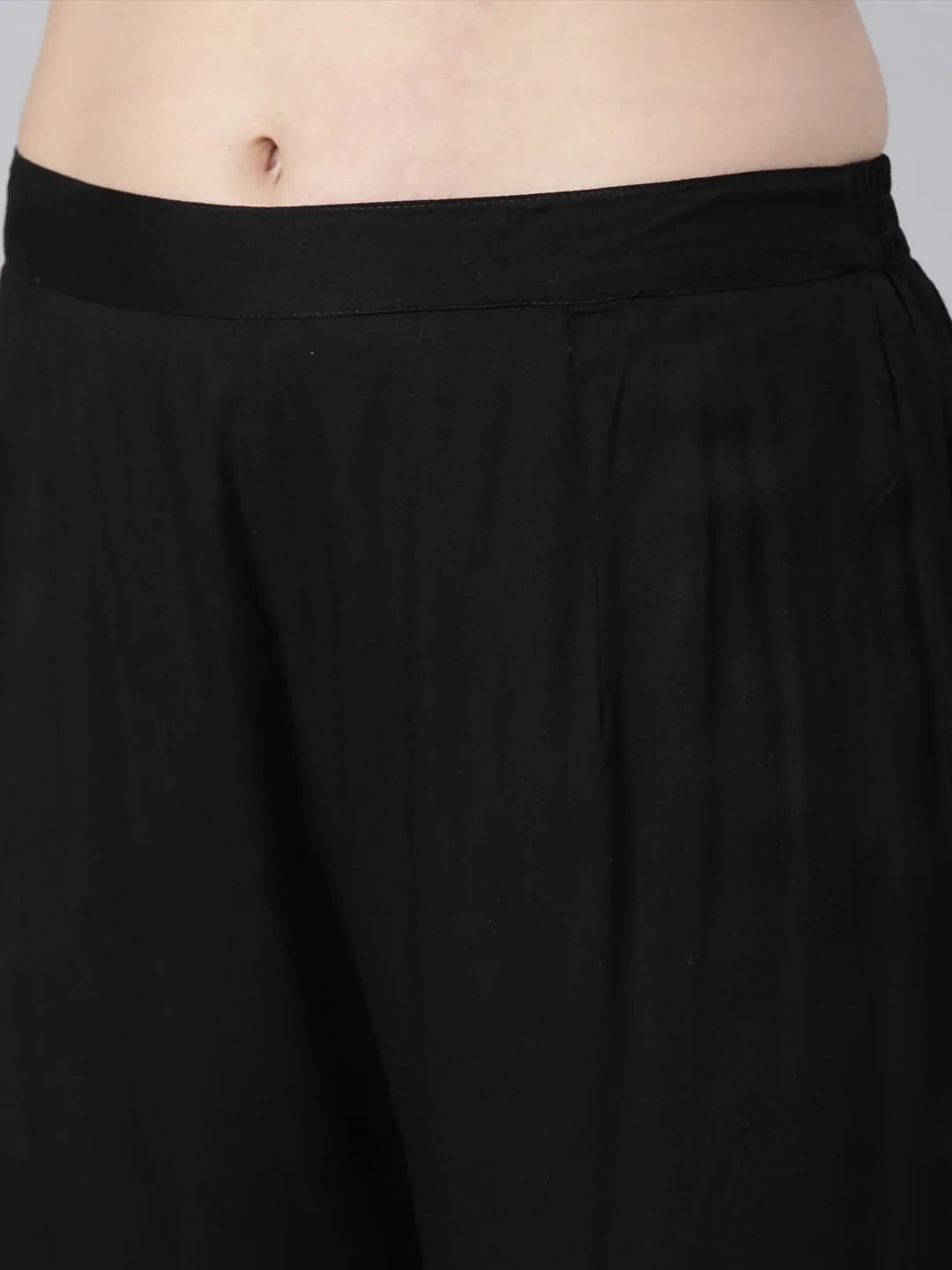 Neerus Black Regular Straight Solid Kurta And Trousers - Image 6
