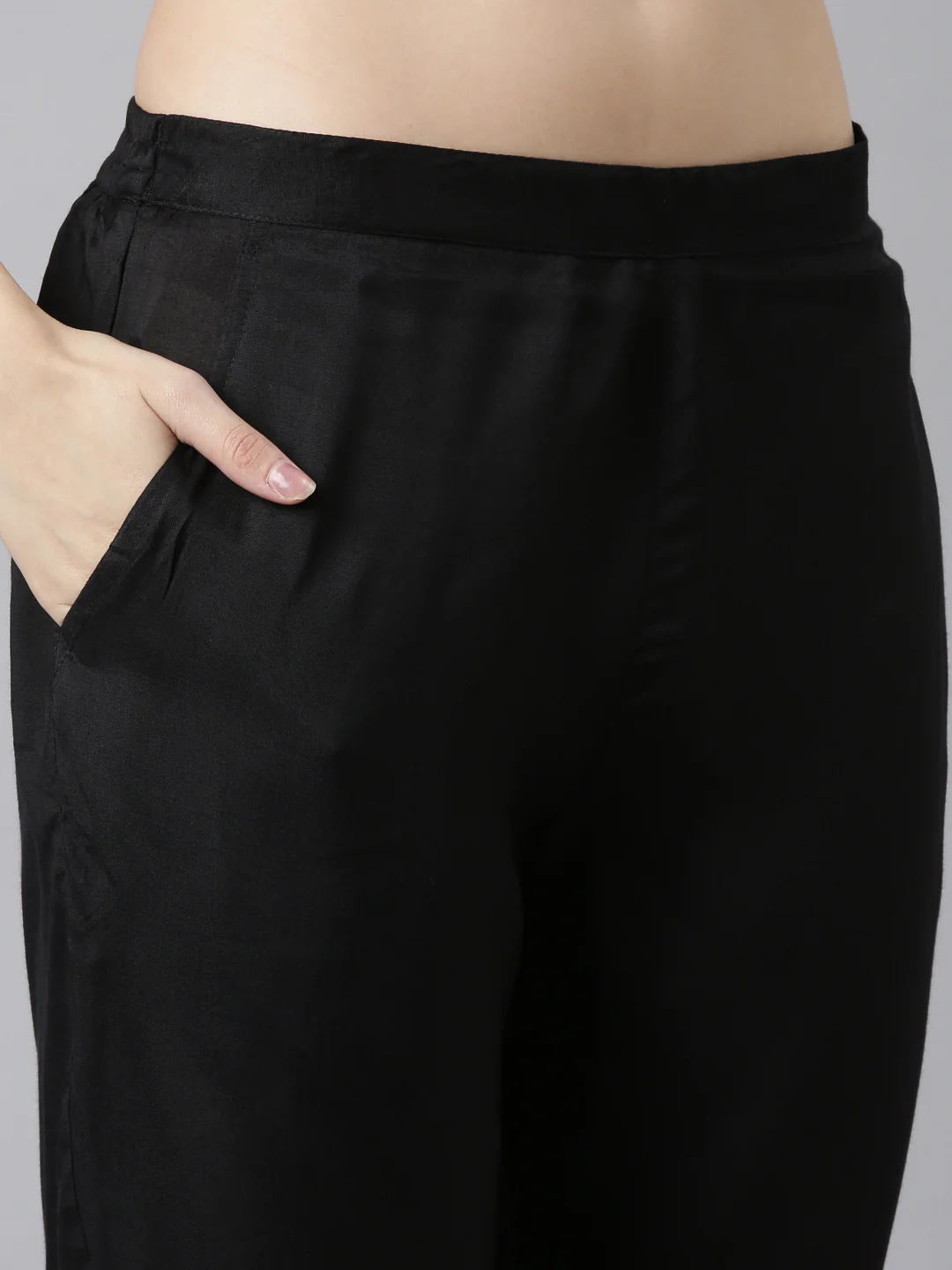 Neerus Black Regular Straight Solid Readymade Suits - Image 6
