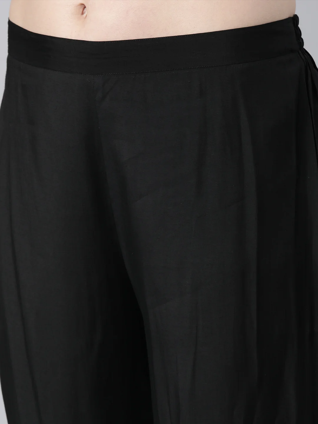 Neerus Black Regular Straight Solid Kurta And Trousers With Dupatta - Image 6