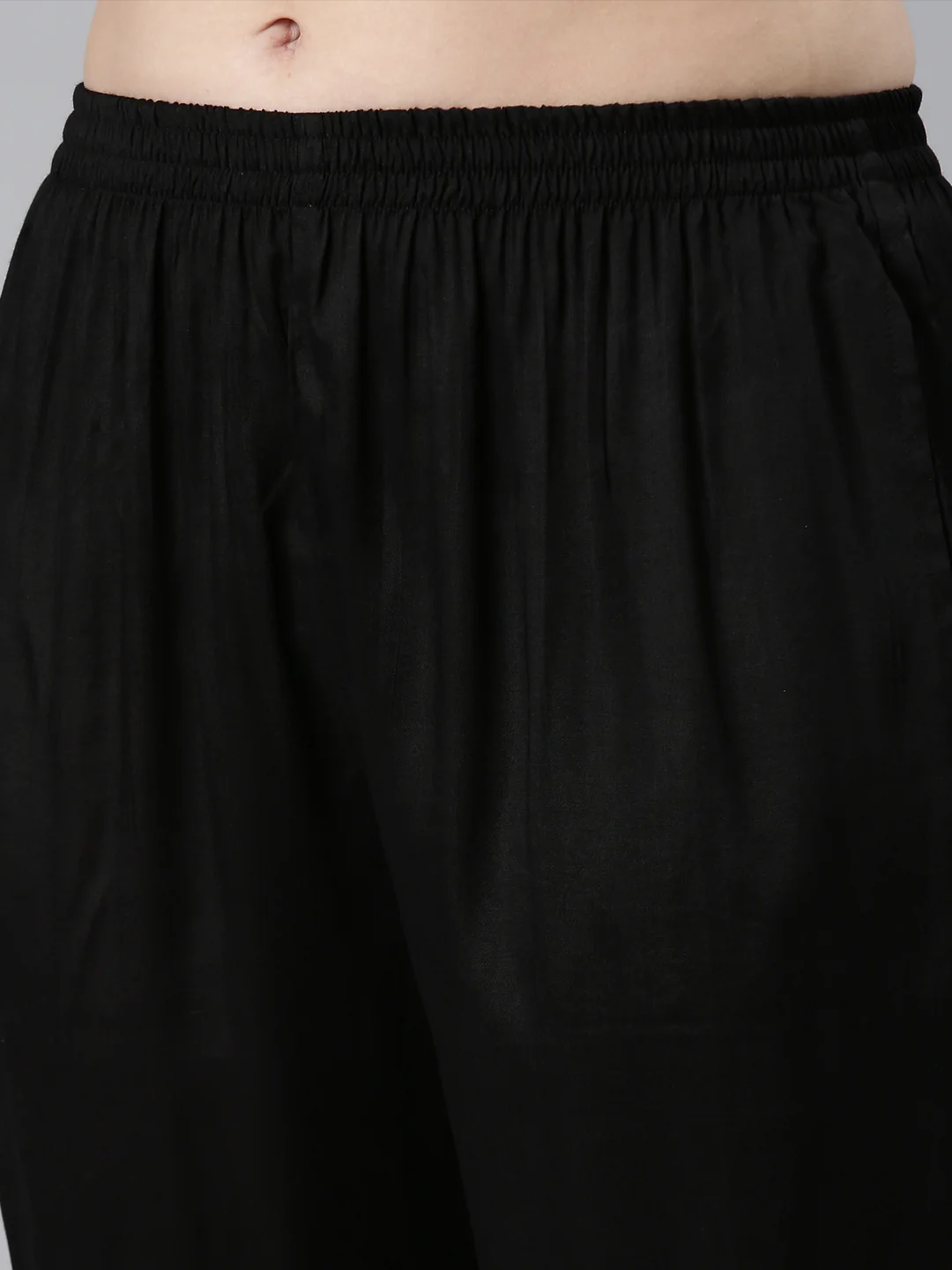 Neerus Black Regular Straight Striped Kurta And  Trousers With Dupatta - Image 5