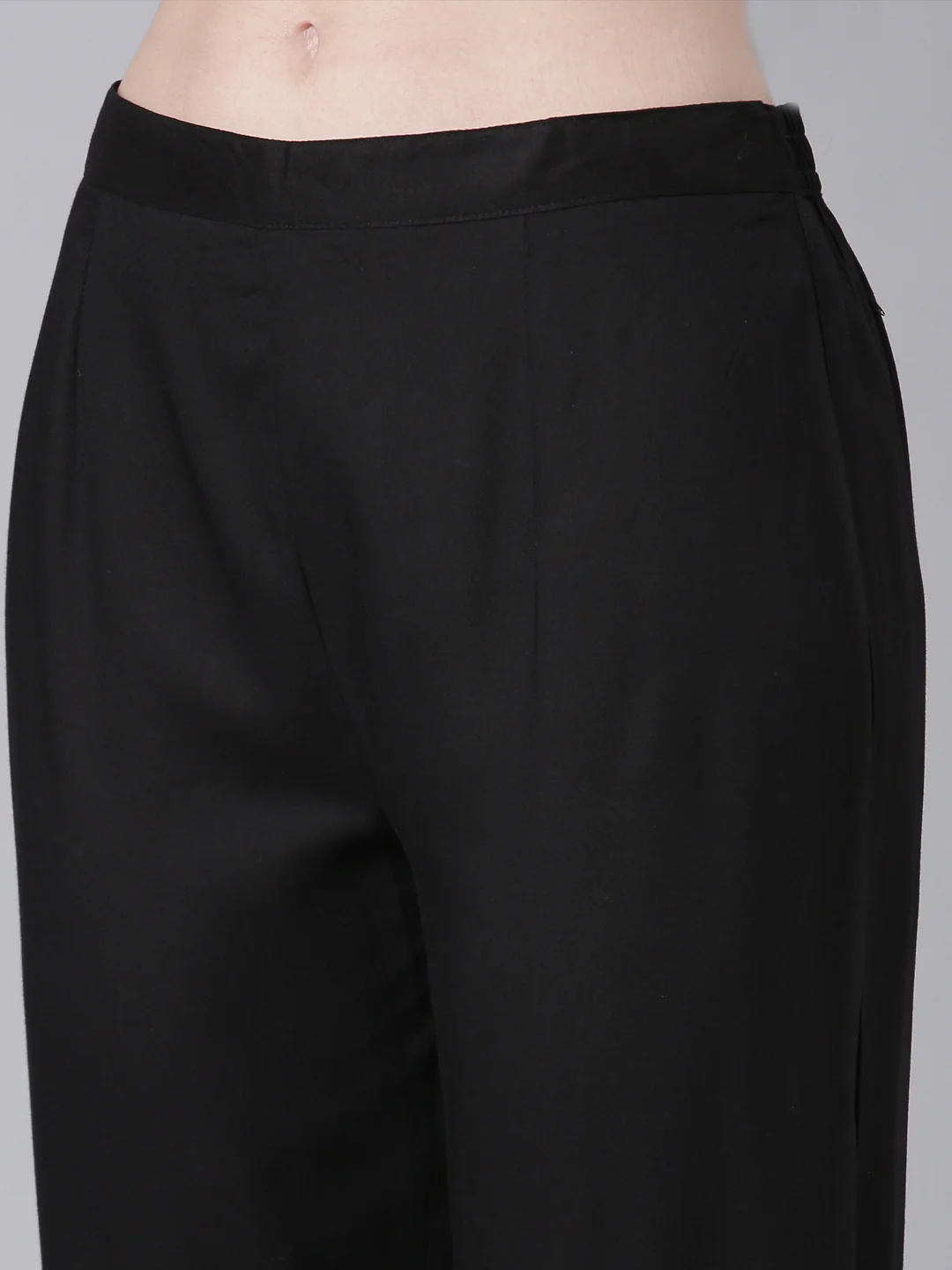 Neerus Black Solid Anarkali Kurta and Trousers With Dupatta - Image 6