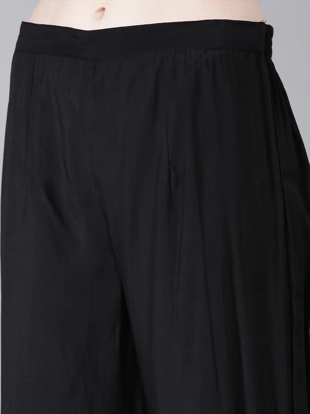 Neerus Black Solid Straight Kurta and Trousers With Dupatta - Image 7