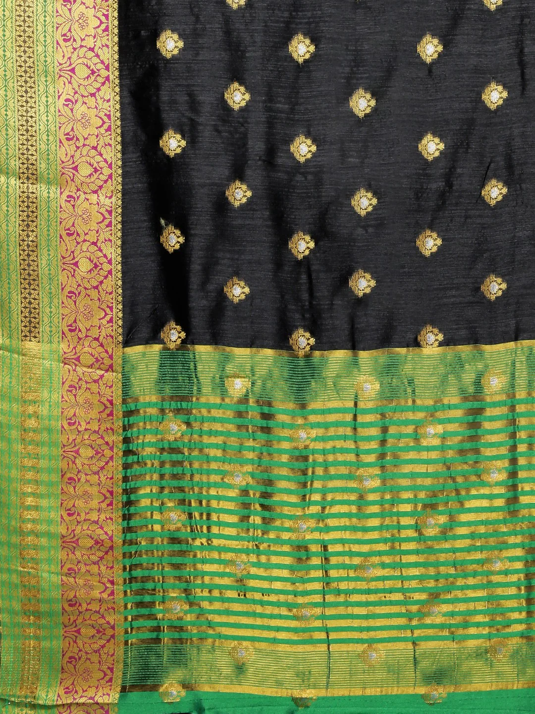 Neerus Black Textured Saree With Blouse - Image 4