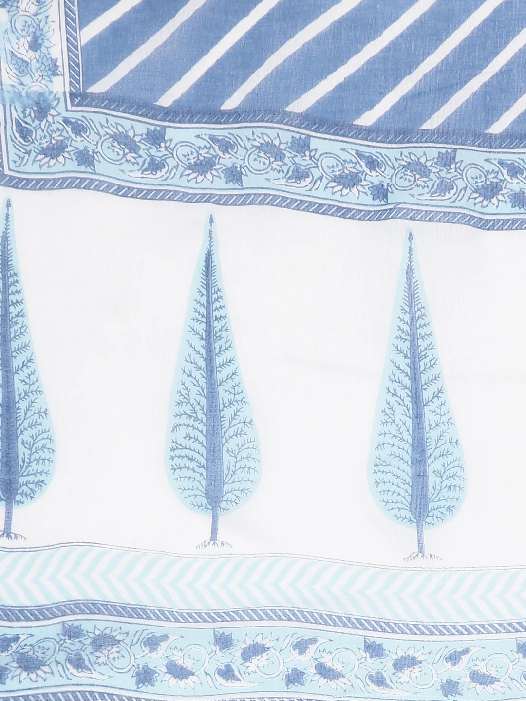 Neerus Blue Angrakha Curved Printed Kurta and Trousers With Dupatta - Image 7