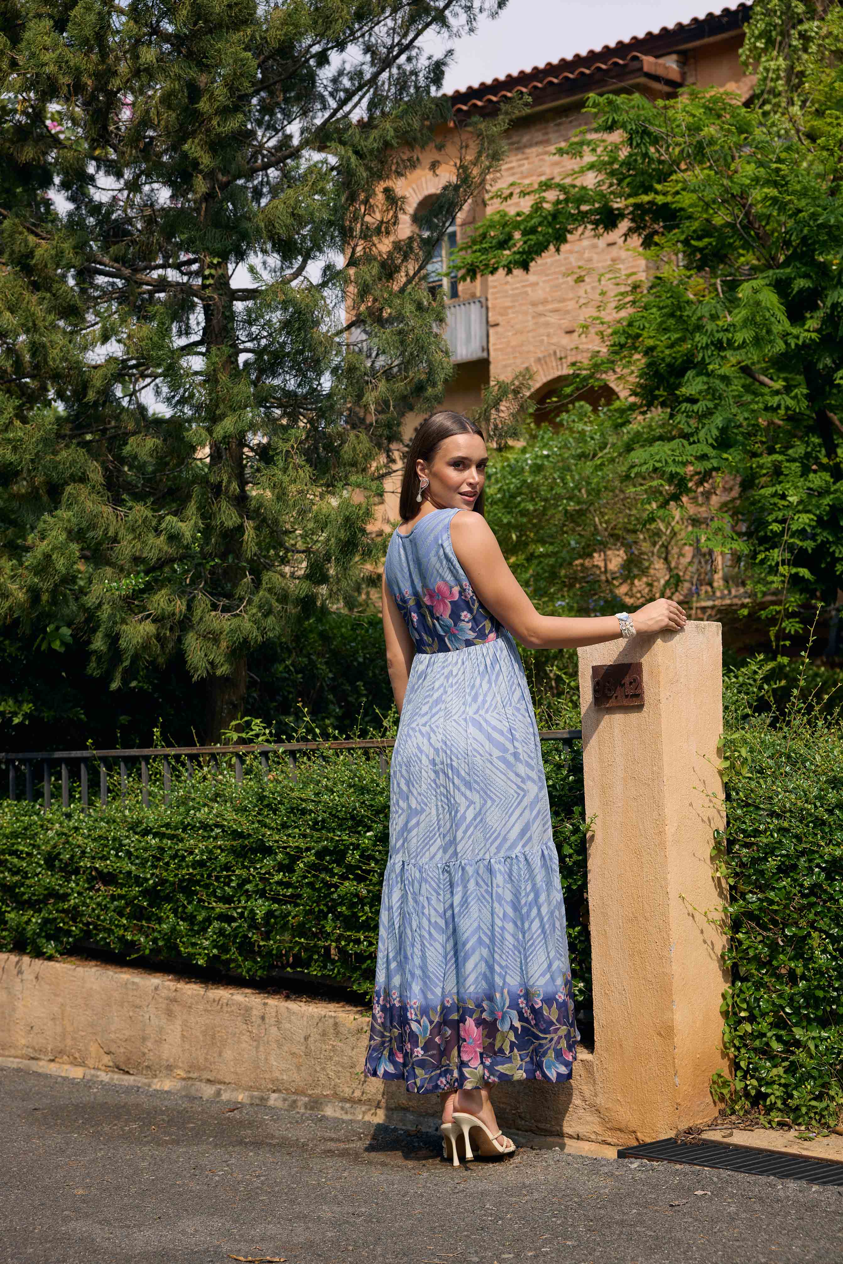 Neerus Blue Casual Maxi Chevron Dresses - Image 6