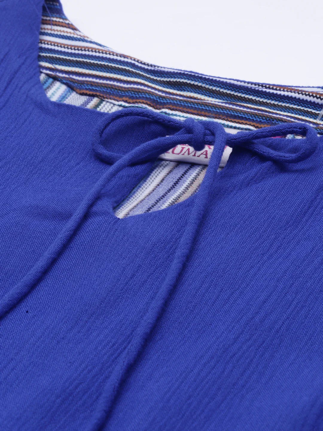 Neerus Blue Color Chiffon Fabric Double Shirt - Image 3