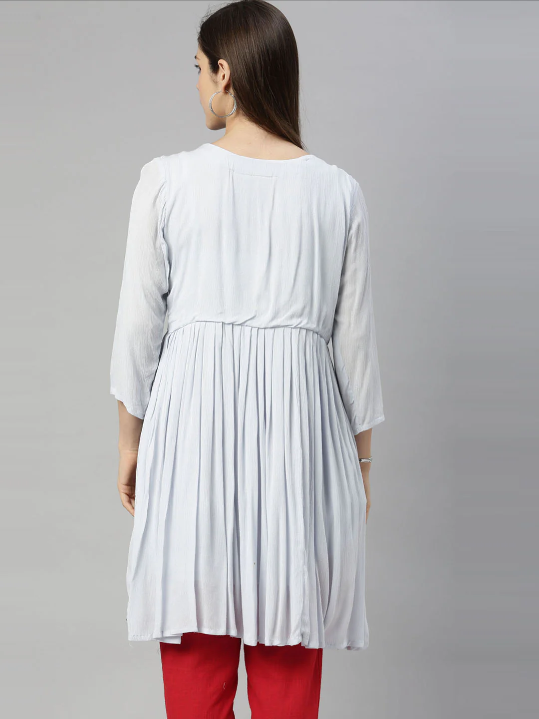 Neerus Blue Color Chiffon Fabric Tunic - Image 6