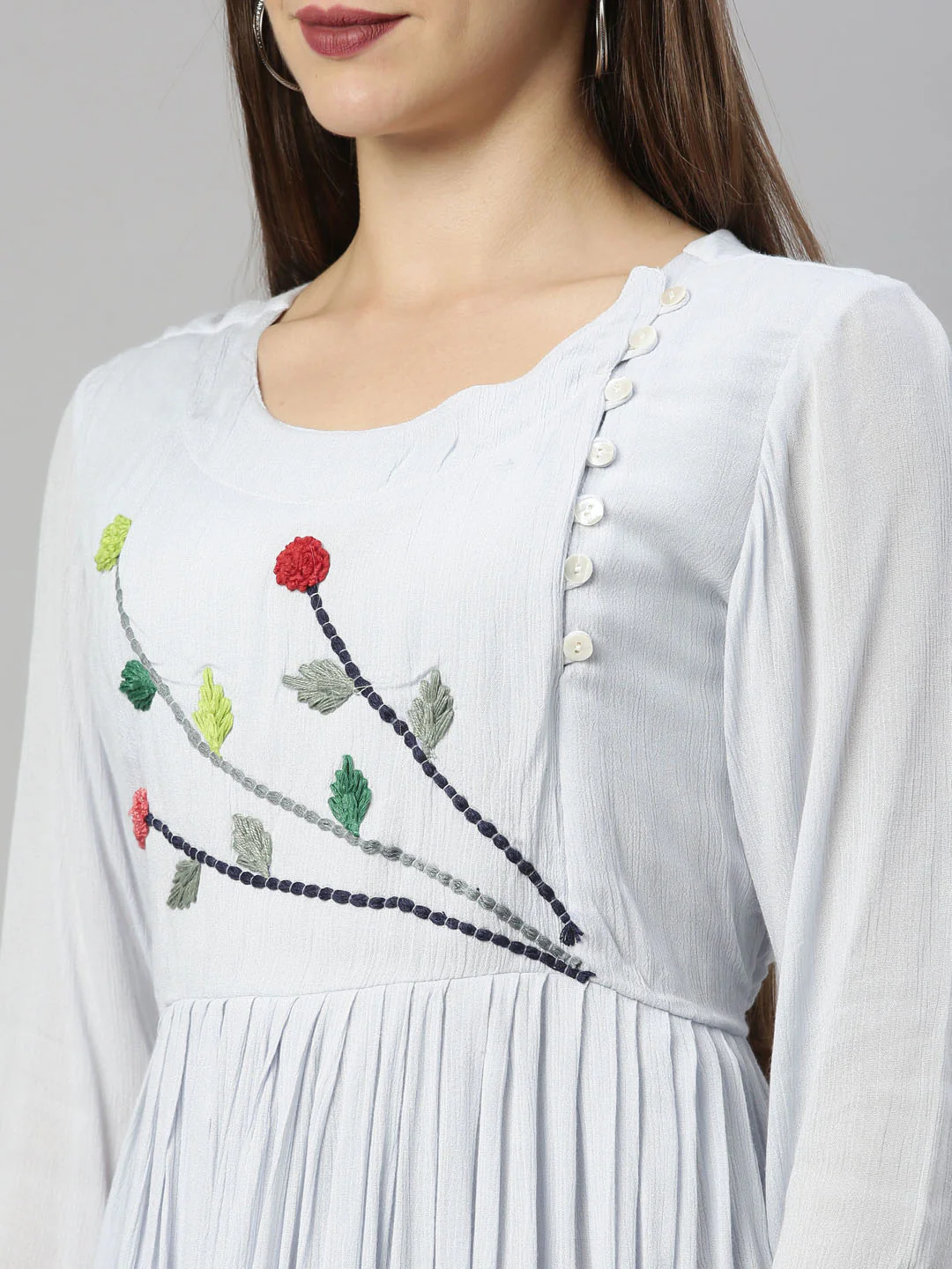 Neerus Blue Color Chiffon Fabric Tunic - Image 7