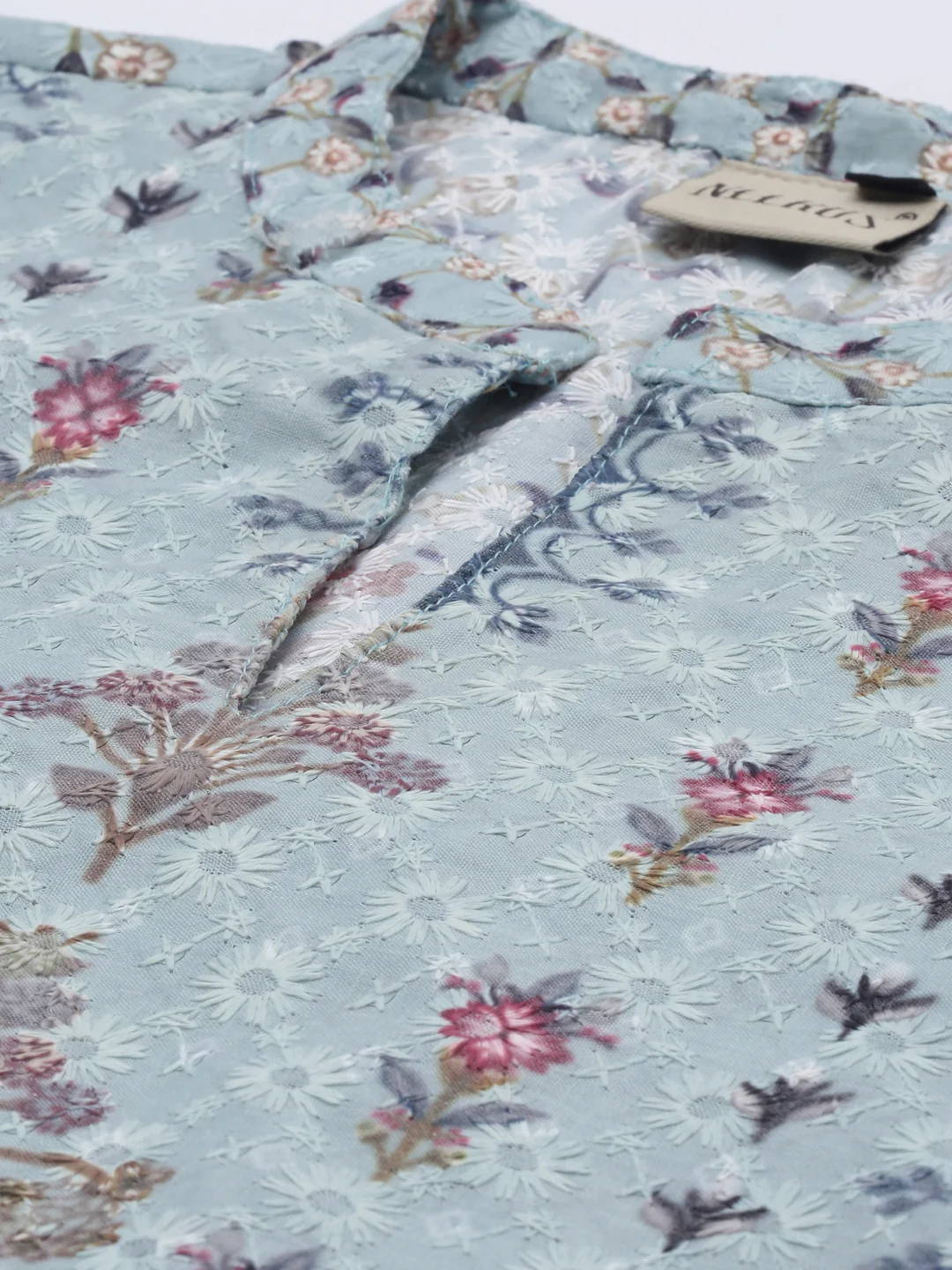 Neerus Blue Color Chiken Fabric Tunic - Image 3