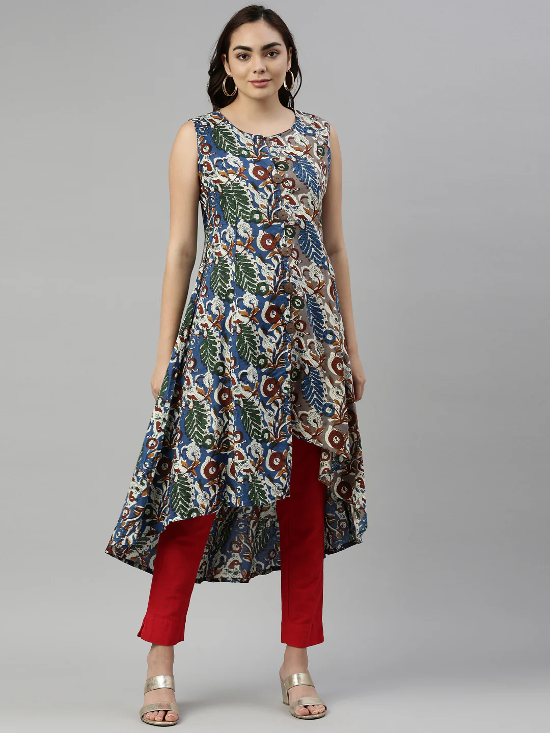 Neerus Blue Color Cotton Fabric Kurta - Image 5