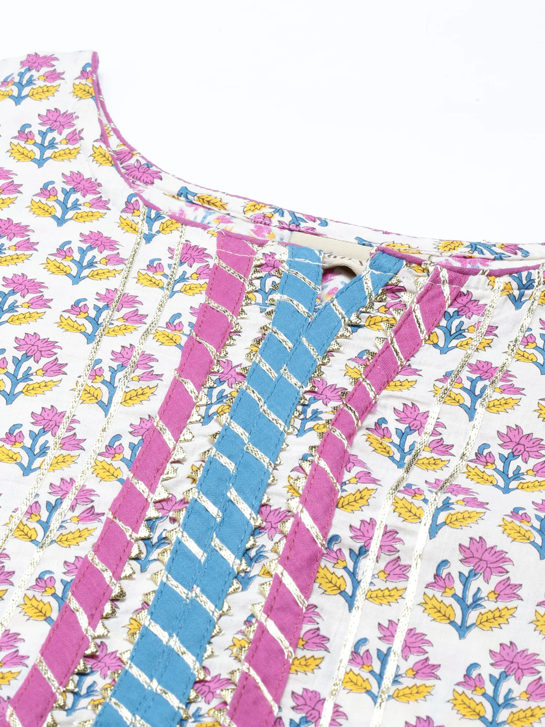 Neerus Blue Color Cotton Fabric Kurta Set - Image 3