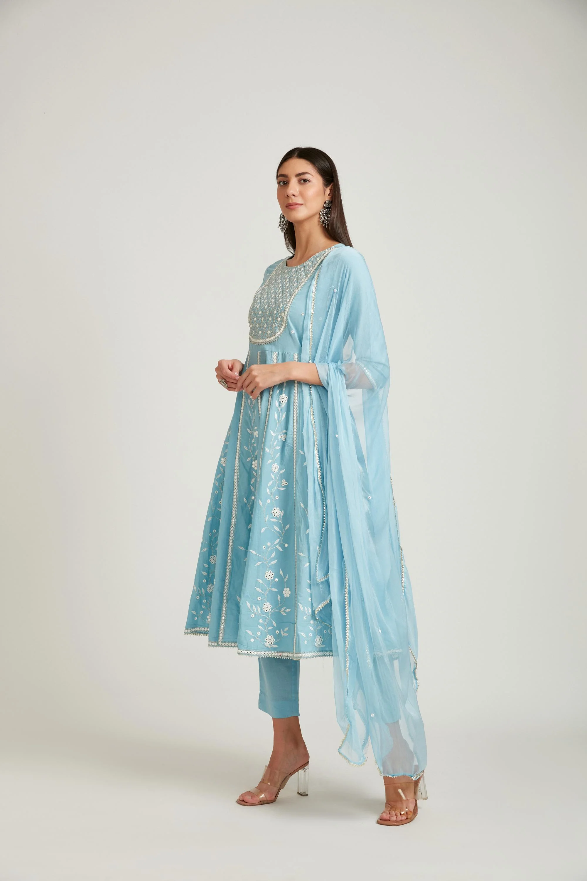 Neerus Blue Color Cotton Fabric Salwar Kameez - Image 2