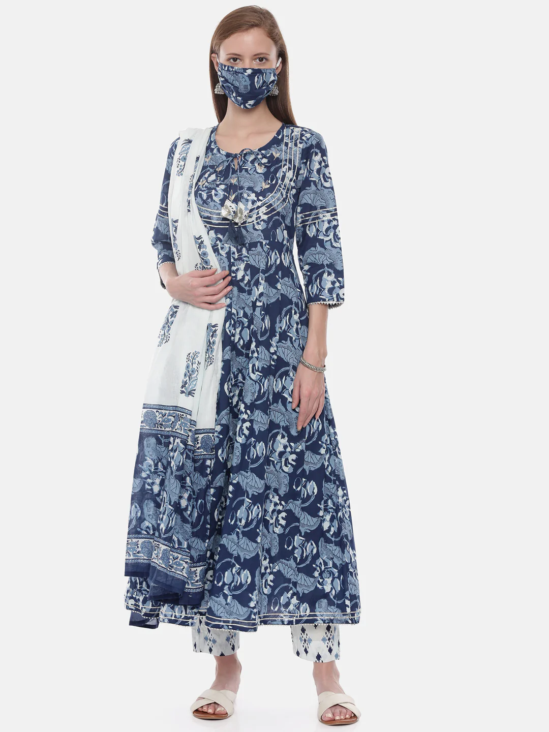 Neerus Blue Color Cotton Fabric Suit-Pant