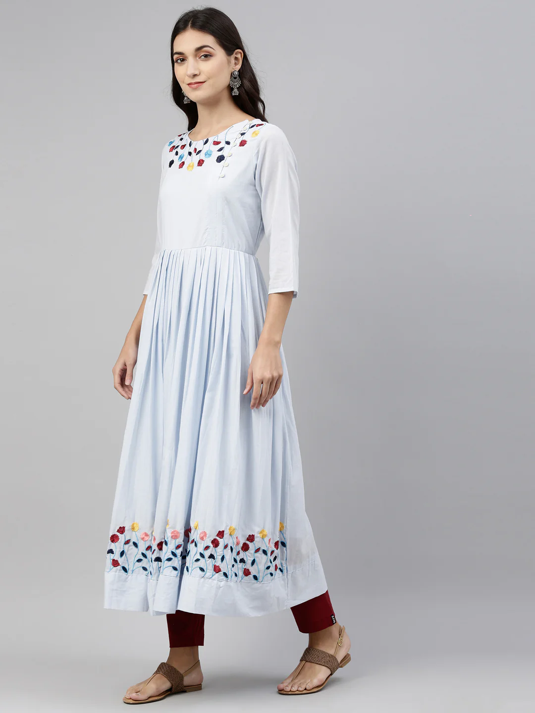 Neerus Blue Color Cotton Fabric Tunic - Image 3