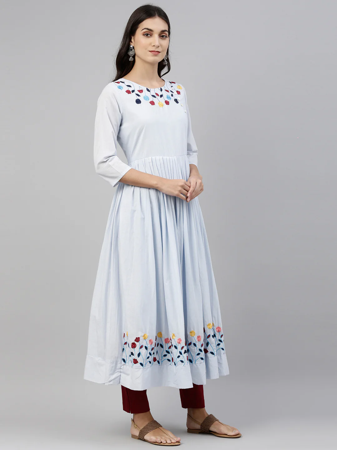 Neerus Blue Color Cotton Fabric Tunic - Image 4