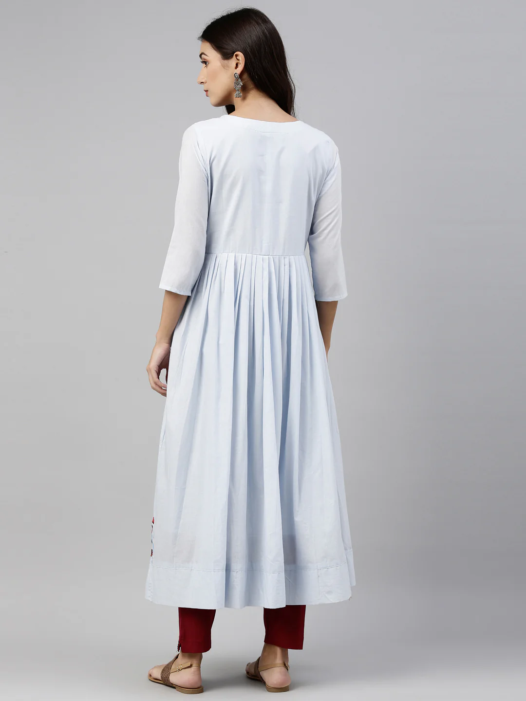 Neerus Blue Color Cotton Fabric Tunic - Image 5