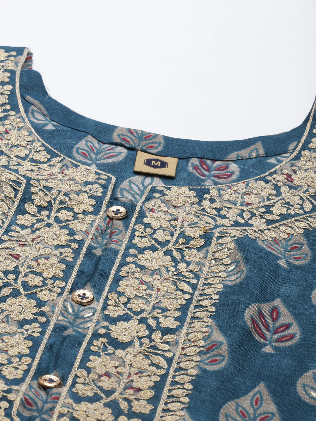 Neerus Blue Color Dupion Silk Fabric Kurta Set - Image 2