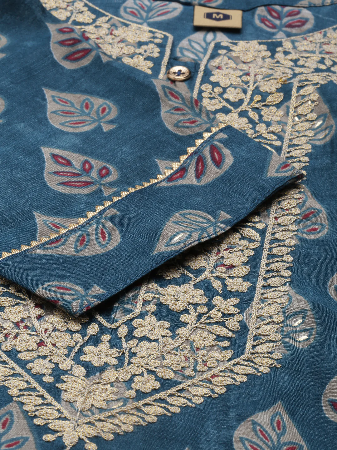 Neerus Blue Color Dupion Silk Fabric Kurta Set - Image 7