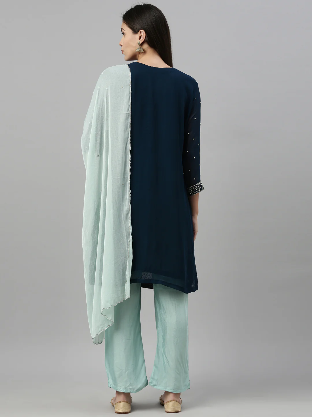 Neerus Blue Color Georgette Fabric Suit Set - Image 7