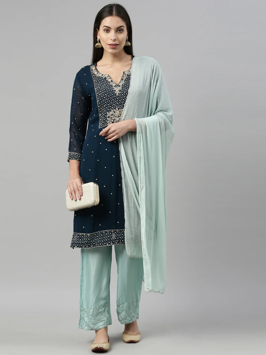 Neerus Blue Color Georgette Fabric Suit Set - Image 8
