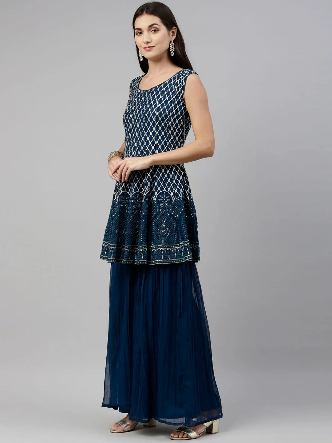 Neerus Blue Color Georgette Fabric Suit-Short Anarkali - Image 3