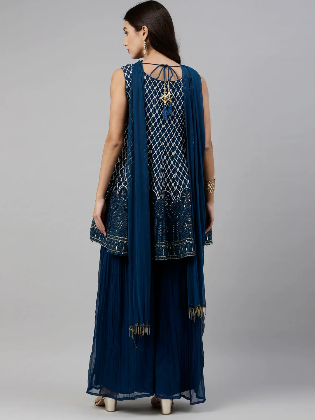 Neerus Blue Color Georgette Fabric Suit-Short Anarkali - Image 5