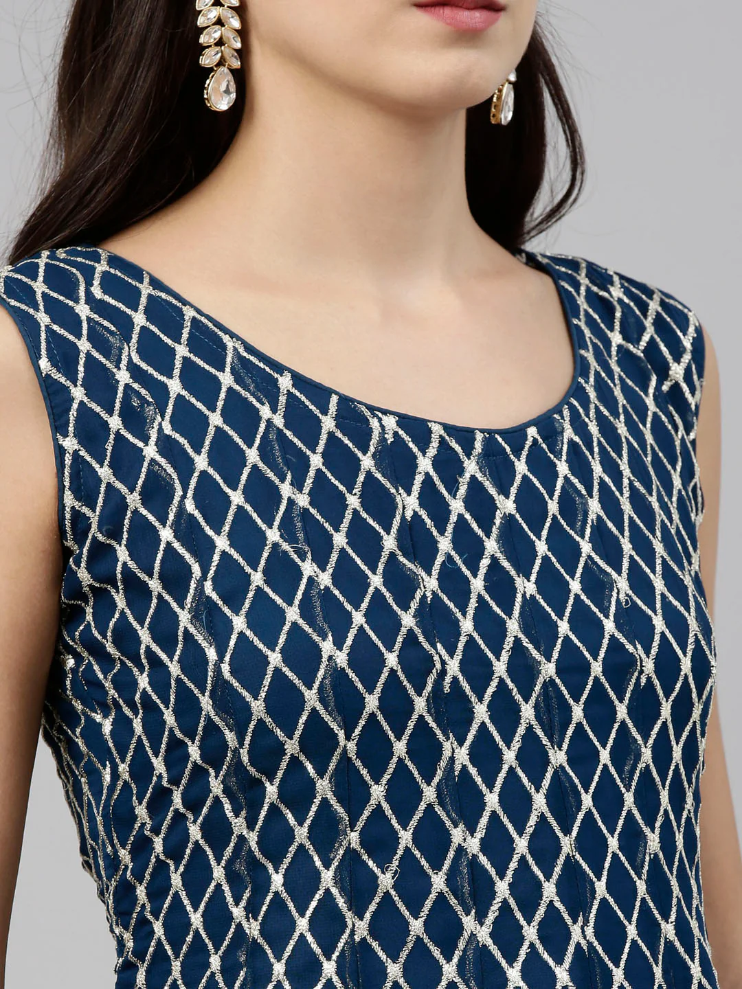 Neerus Blue Color Georgette Fabric Suit-Short Anarkali - Image 8
