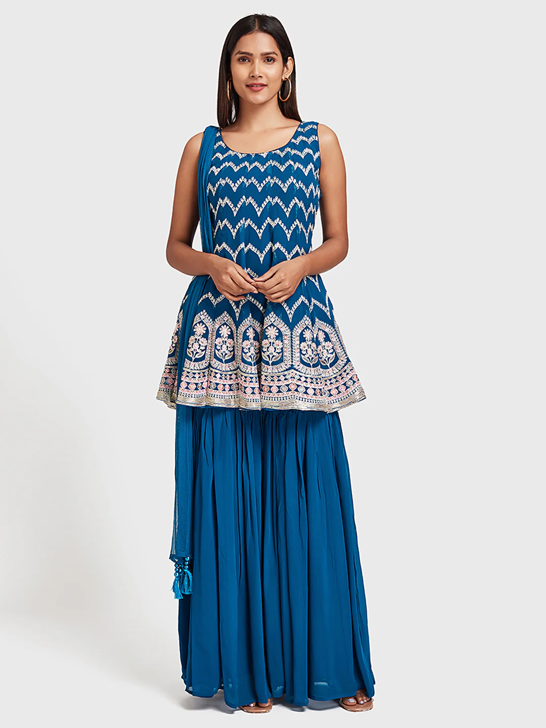 Neerus Blue Color Georgette Fabric Suit-Short Anarkali - Image 5