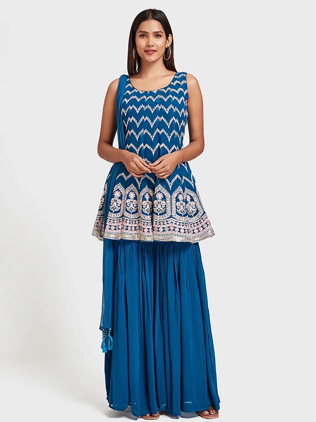 Neerus Blue Color Georgette Fabric Suit-Short Anarkali - Image 7