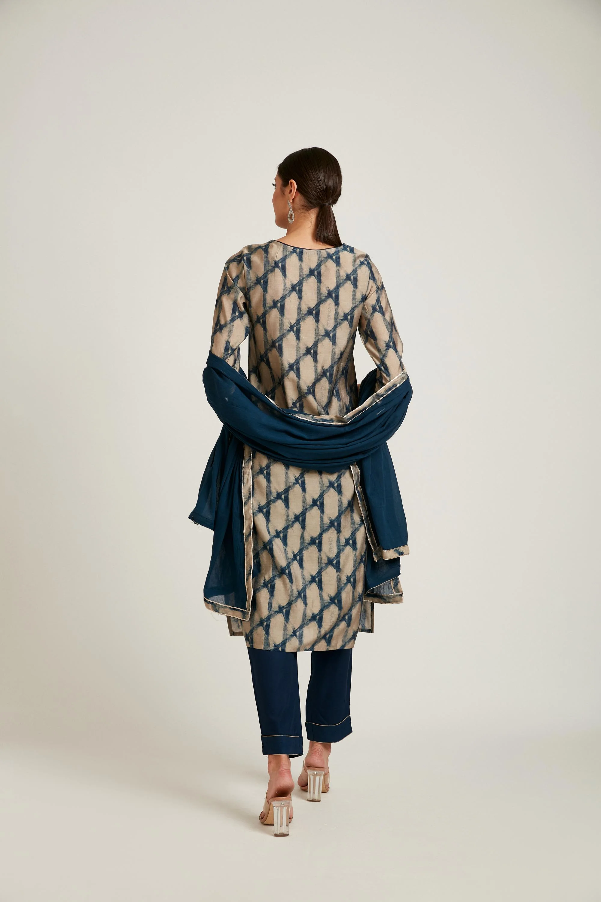 Neerus Blue Color Model Fabric Kurta Set - Image 4