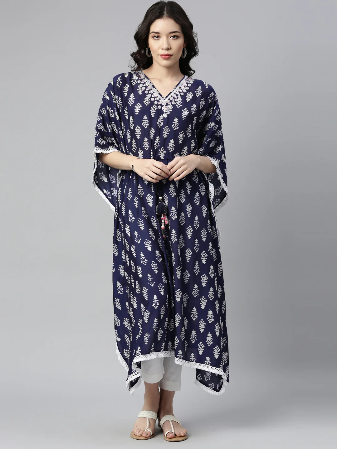 Neerus Blue Color Muslin Fabric Kurta - Image 6