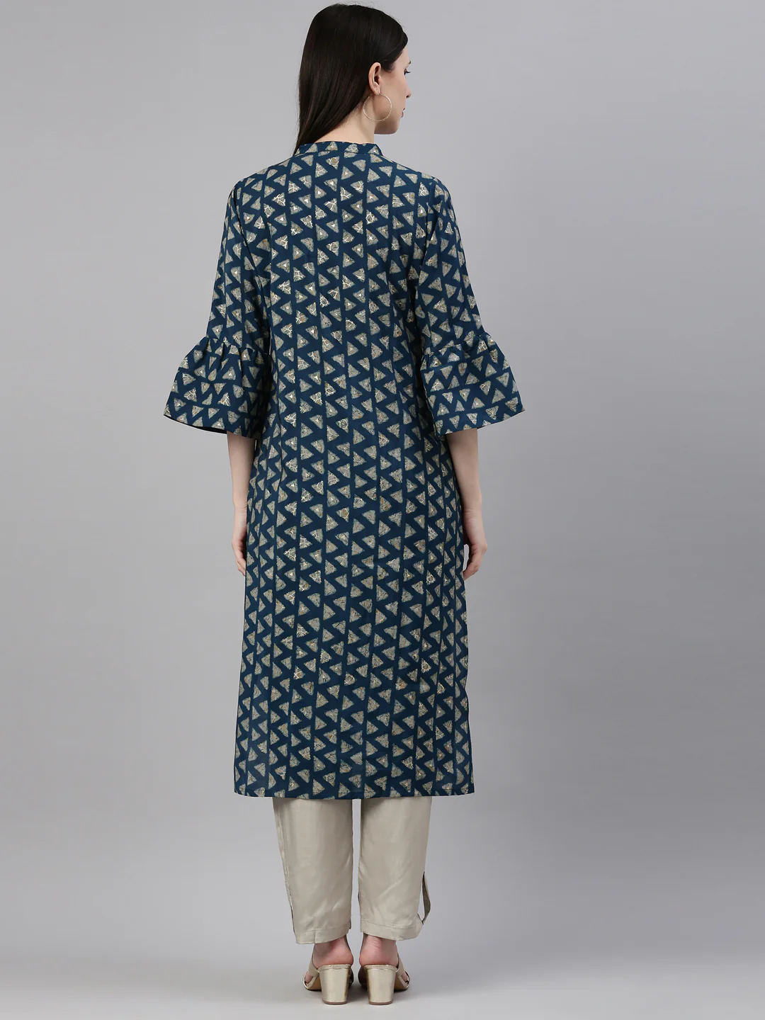 Neerus Blue Color Muslin Fabric Kurta Set - Image 5