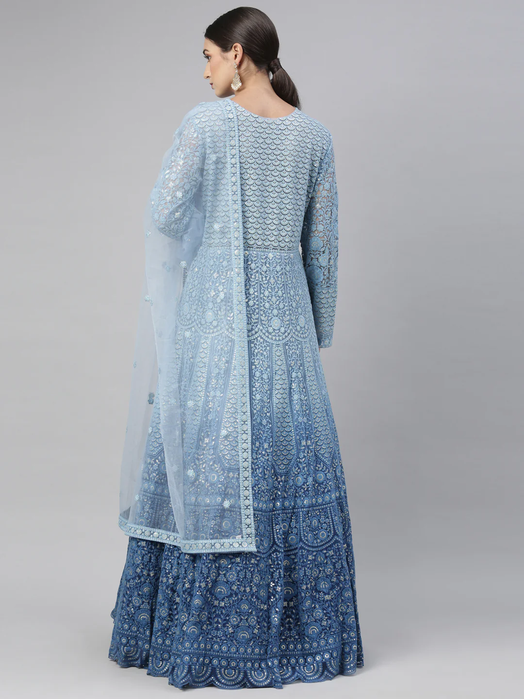 Neerus Blue Color Nett Fabric Gown - Image 19