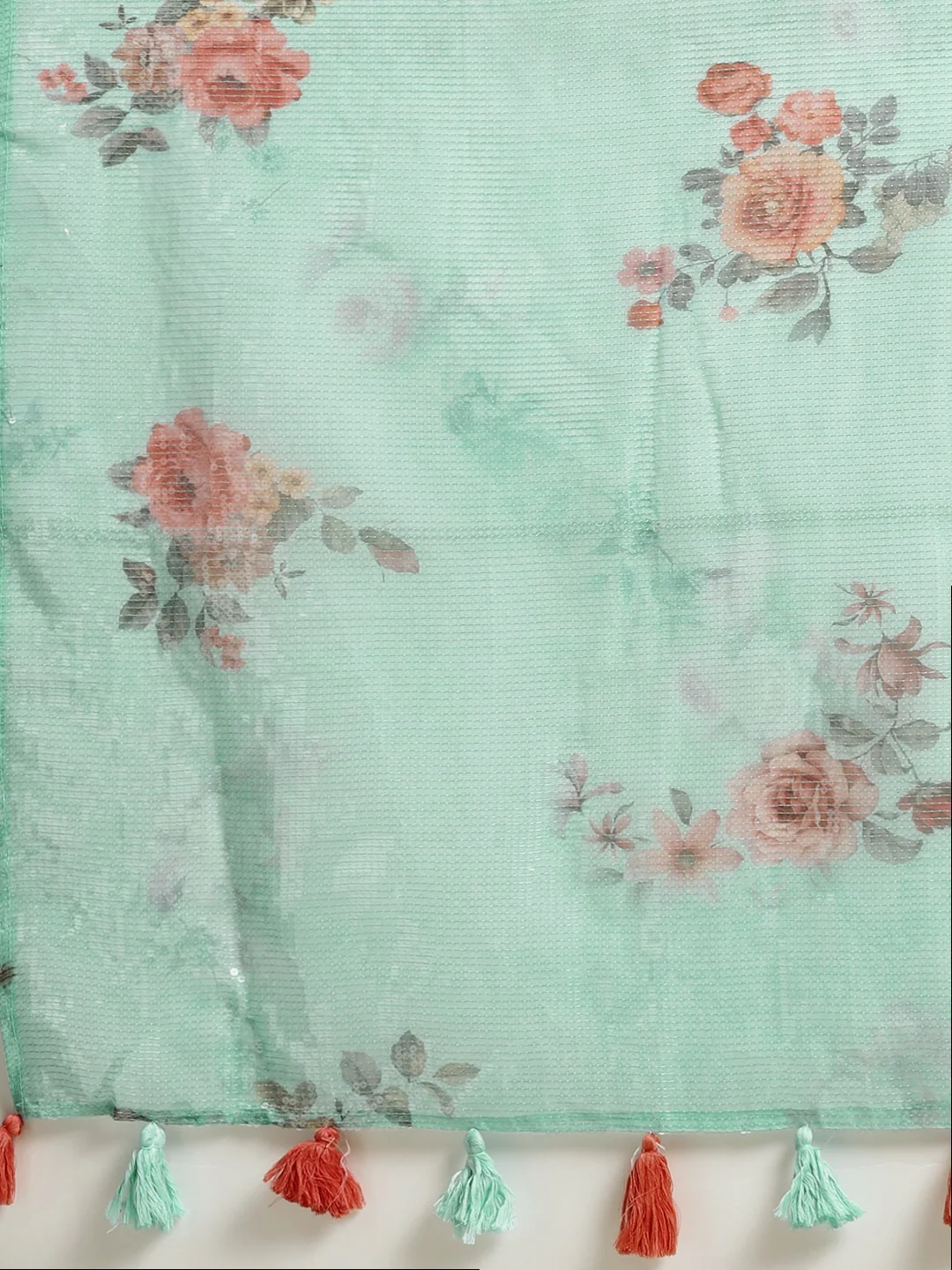 Neerus Blue Color Organza Fabric Saree - Image 4