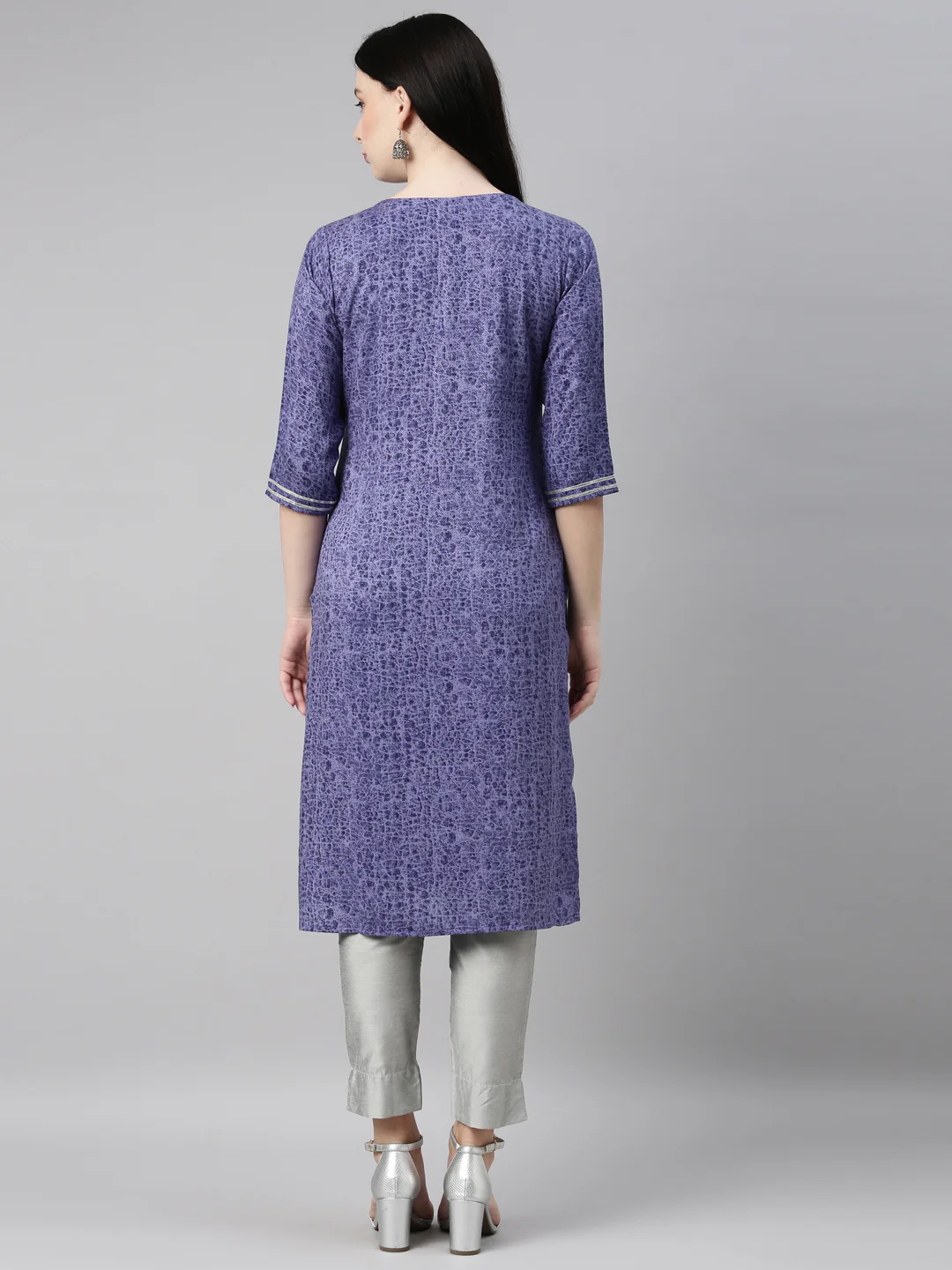 Neerus Blue Color Printed Fabric Kurta - Image 5