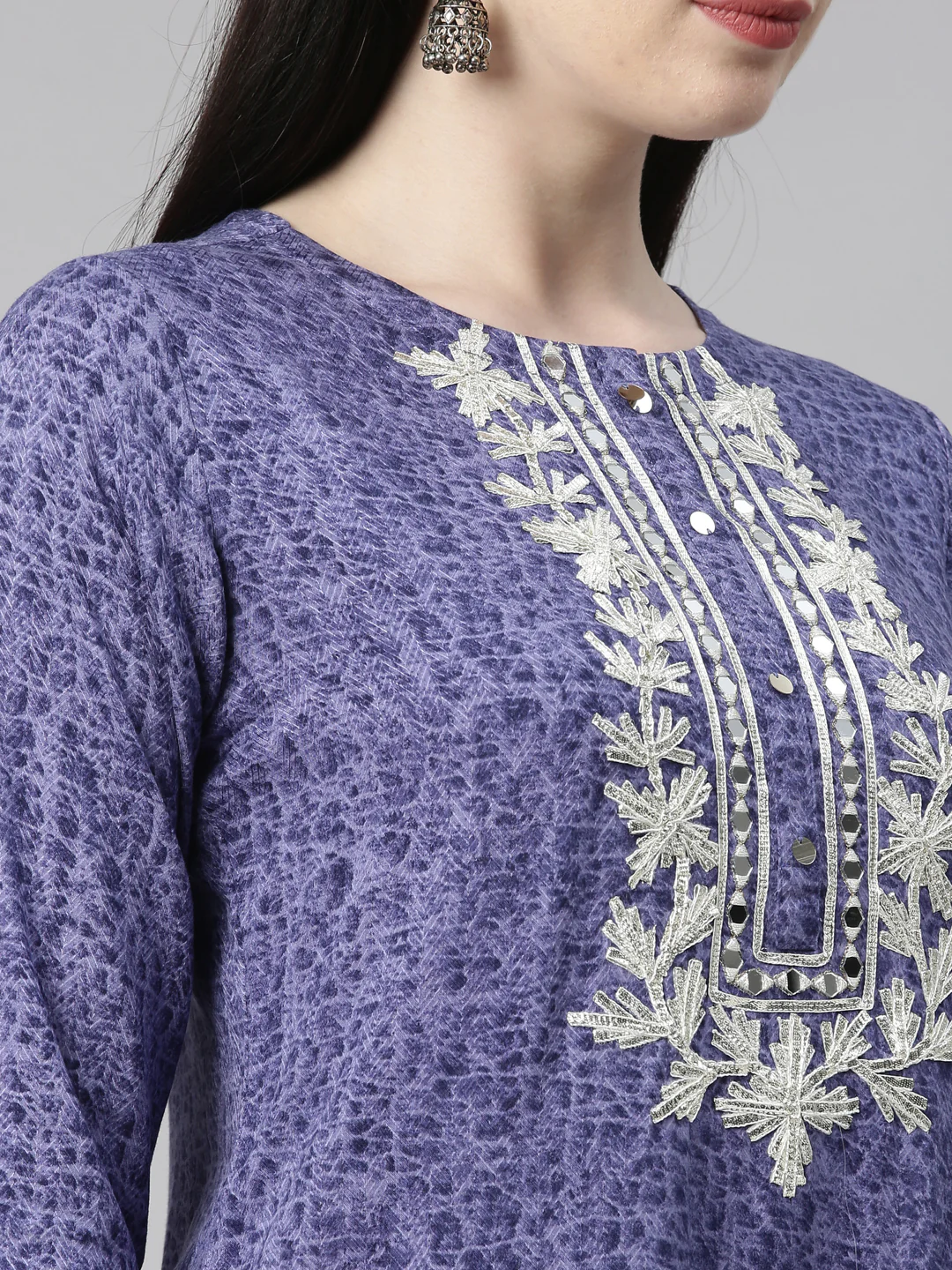 Neerus Blue Color Printed Fabric Kurta - Image 8